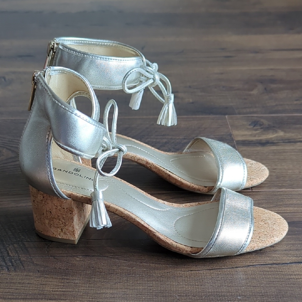 Bandolino Women's Gold Cork Block Heel Sandals
